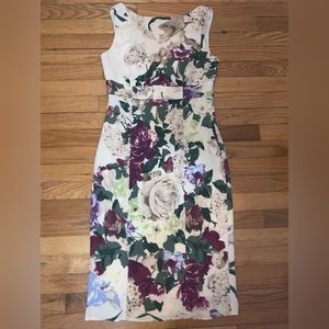 Valentino Floral Bow Shift Dress US 8 Wool